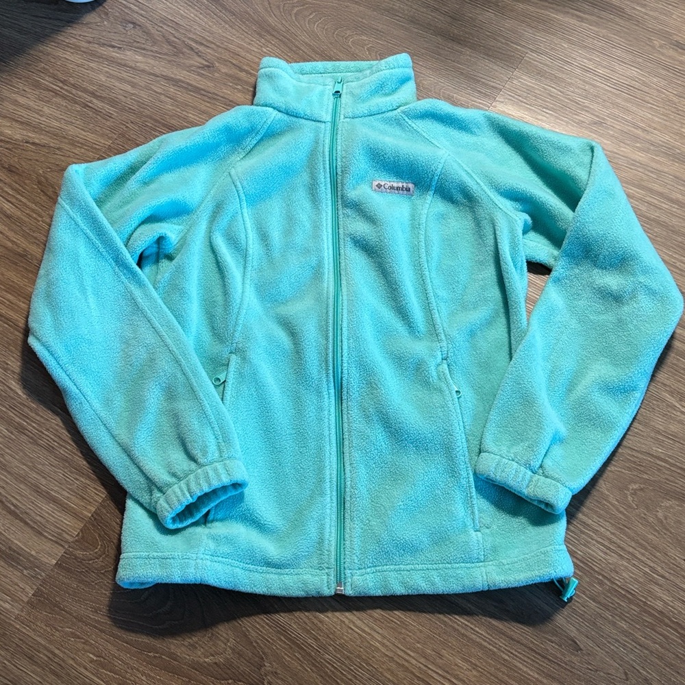 Columbia Turquoise Full-Zip Fleece seafoam blue green Small women’s